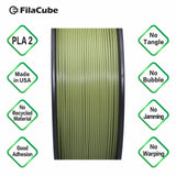 Olive Green (Dark Yellowish-Green)  1.75mm 1KG FilaCube 3D Printer PLA 2 filament
