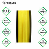 Yellow 1.75mm 1KG FilaCube 3D Printer PLA 2 filament
