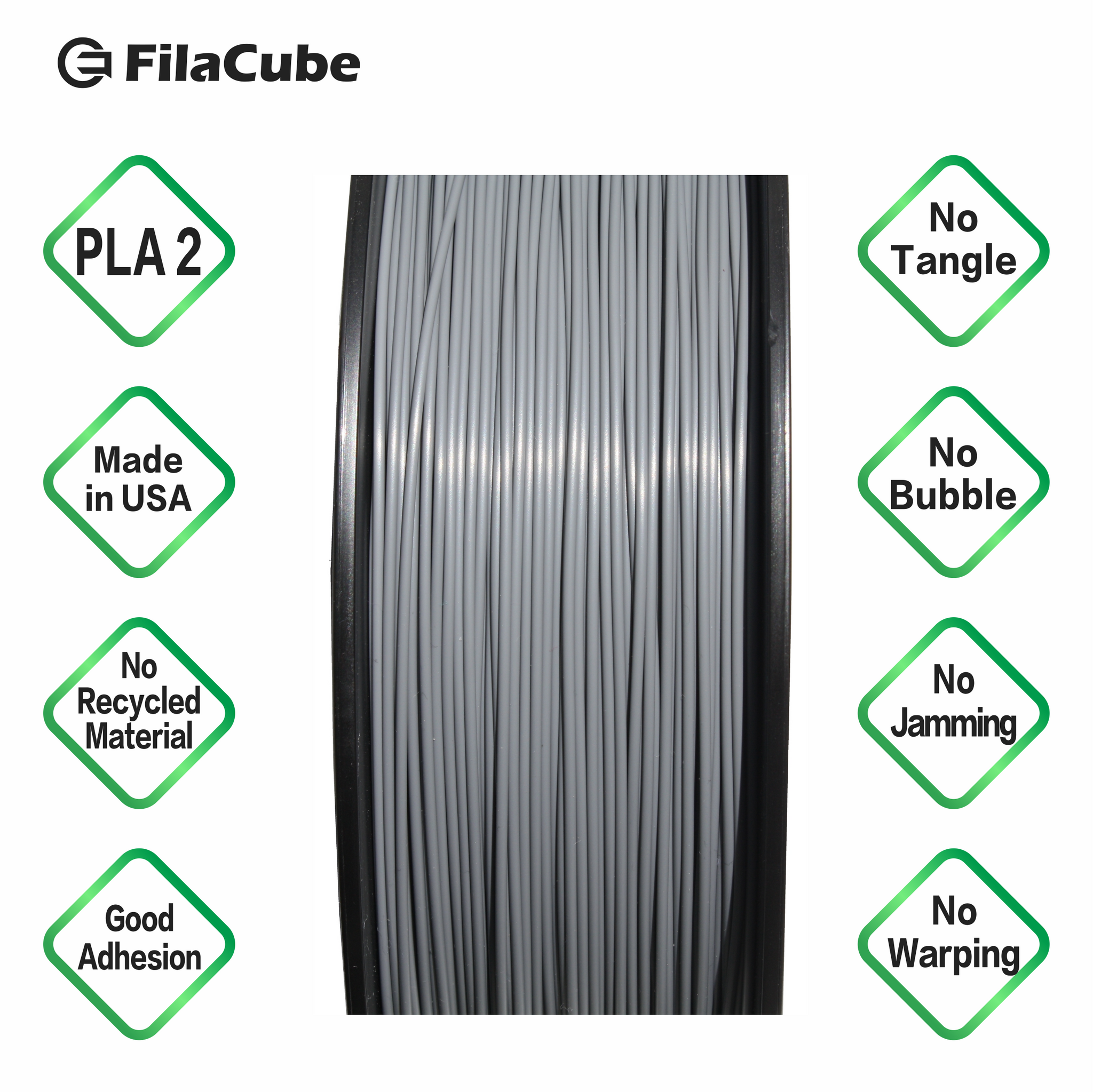 1.75mm 2KG-spool Gray grey FilaCube 3D Printer PLA 2 filament multiple